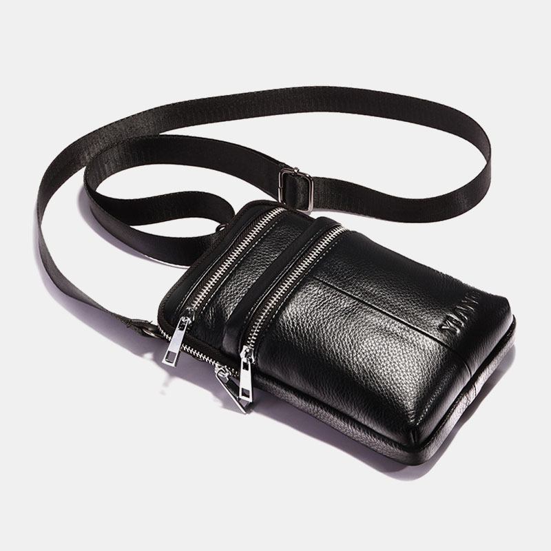 Menn Ekte Skinn Belteveske Fritids Crossbody Veske Skulderveske