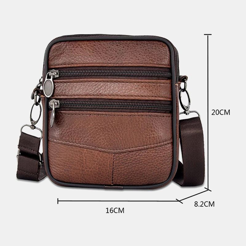 Menn Ekte Skinn Business Multi-carry Crossbody Veske Med Stor Kapasitet