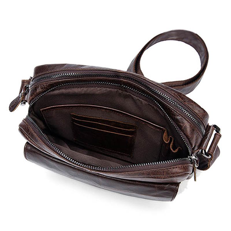 Menn Ekte Skinn Fritid Retro Mote Skulder Crossbody Bag