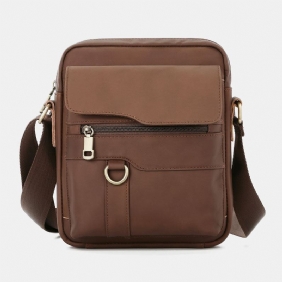 Menn Ekte Skinn Med Stor Kapasitet Vintage Uformelt 6.5 Tommers Telefonveske Crossbody-veske Skulderveske Messenger-koffert