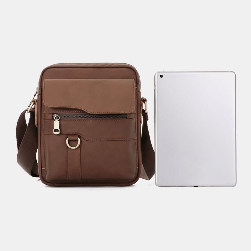 Menn Ekte Skinn Med Stor Kapasitet Vintage Uformelt 6.5 Tommers Telefonveske Crossbody-veske Skulderveske Messenger-koffert