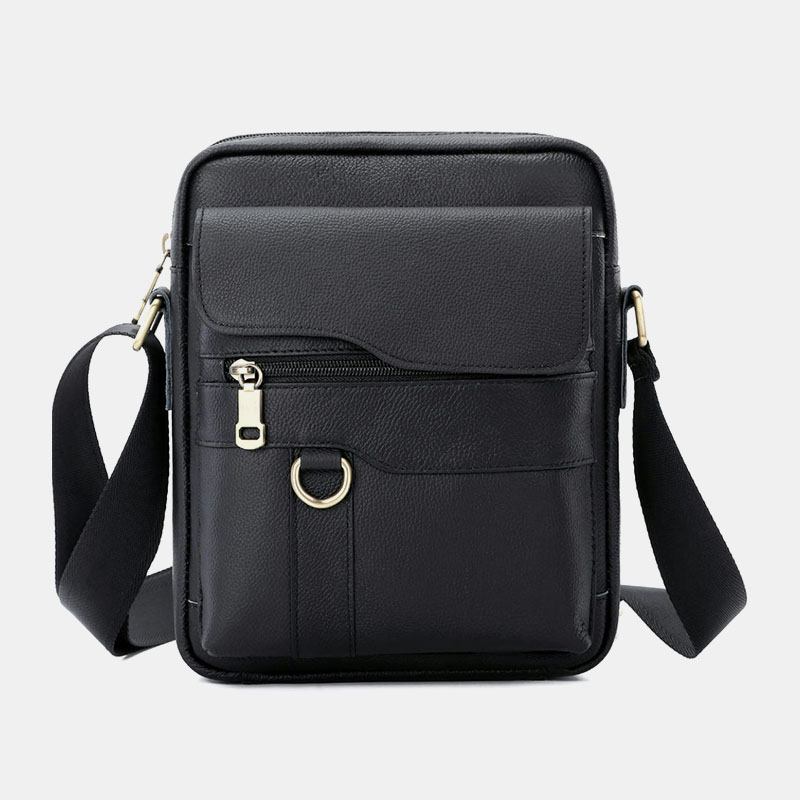 Menn Ekte Skinn Med Stor Kapasitet Vintage Uformelt 6.5 Tommers Telefonveske Crossbody-veske Skulderveske Messenger-koffert