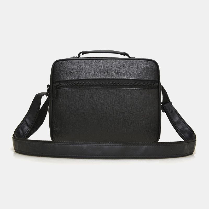 Menn Ekte Skinn Mote Business Ensfarget Skinn Skulderveske Crossbody Bag