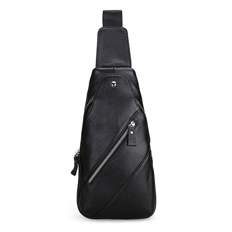 Menn Ekte Skinn Mote Uformell Brystpakke Daypack Sling Veske Skulderveske