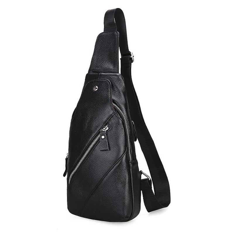 Menn Ekte Skinn Mote Uformell Brystpakke Daypack Sling Veske Skulderveske