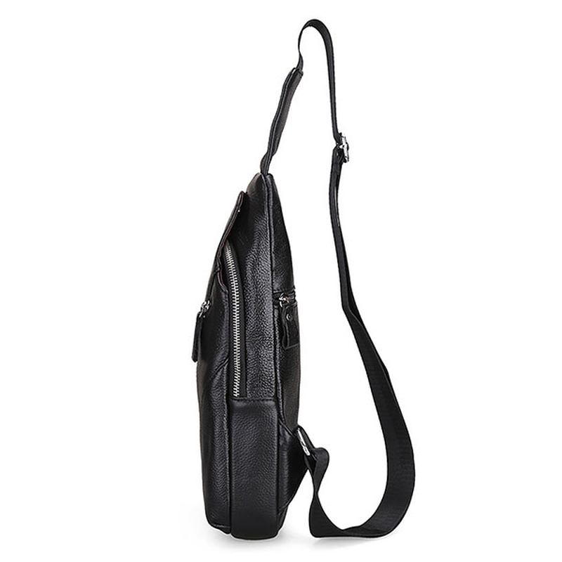 Menn Ekte Skinn Mote Uformell Brystpakke Daypack Sling Veske Skulderveske