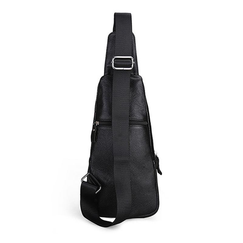 Menn Ekte Skinn Mote Uformell Brystpakke Daypack Sling Veske Skulderveske