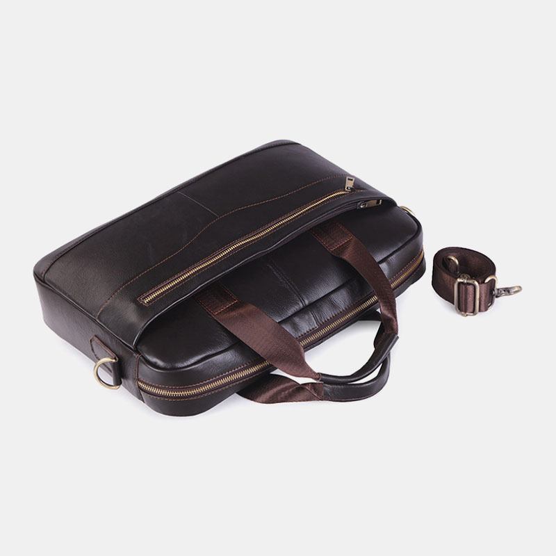 Menn Ekte Skinn Multi-funksjon Retro Stor Kapasitet Reisehåndveske Cross Body Bag