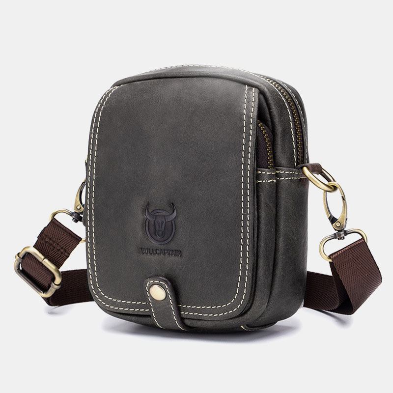 Menn Ekte Skinn Multi-layers Fritids Crossbody Veske Skulderveske