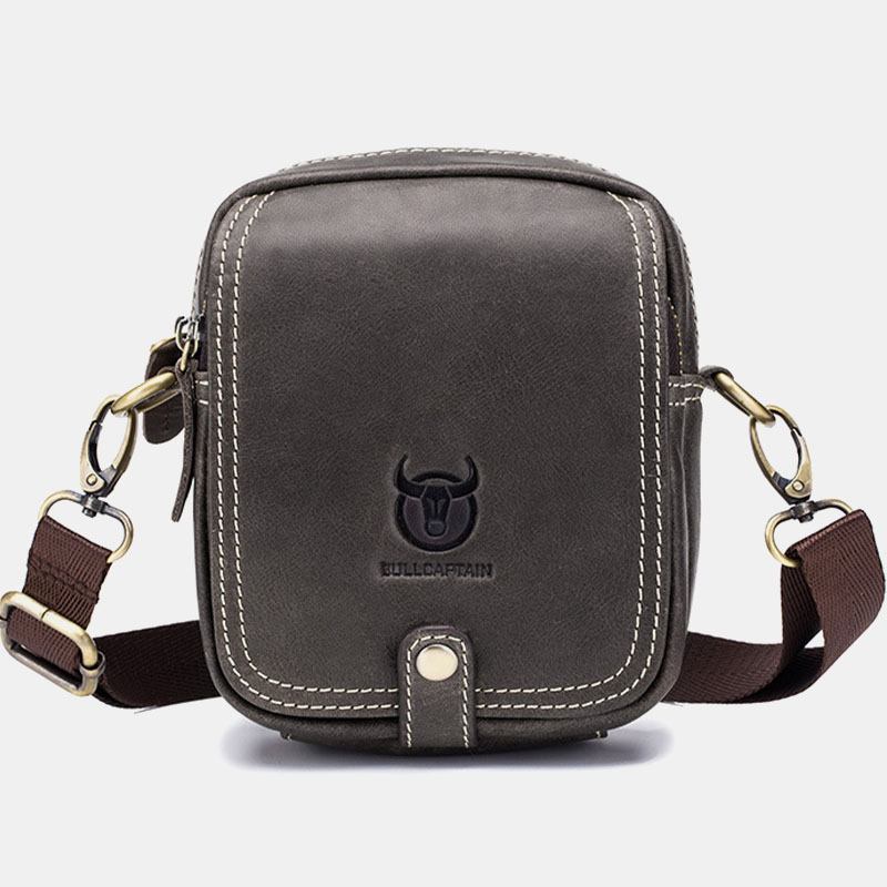 Menn Ekte Skinn Multi-layers Fritids Crossbody Veske Skulderveske