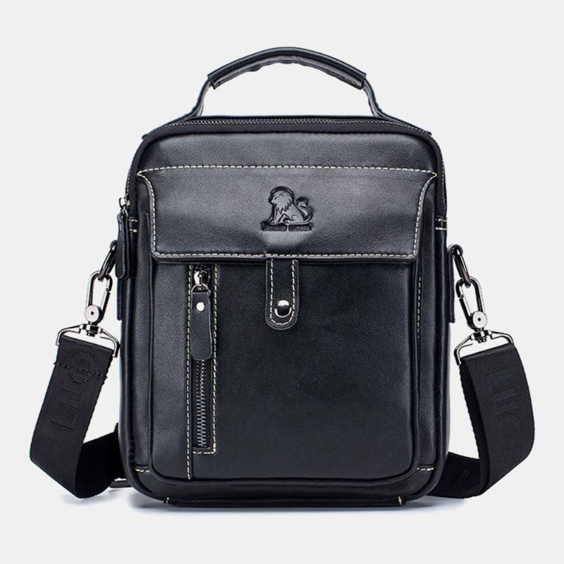 Menn Ekte Skinn Multi-lomme Vanntett Vintage Håndveske Crossbody Veske Skulderveske