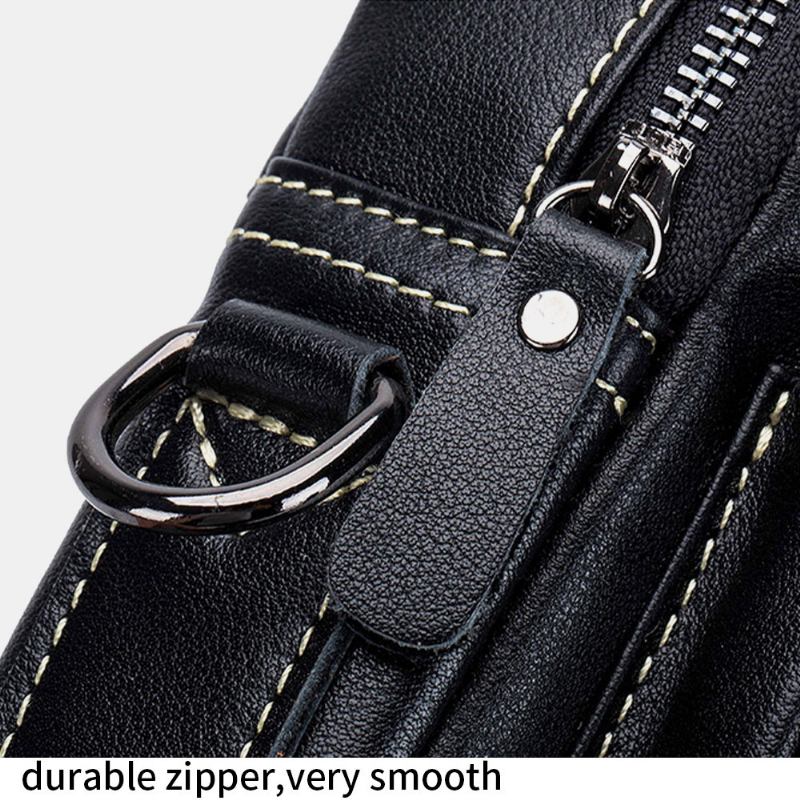 Menn Ekte Skinn Multi-lomme Vanntett Vintage Håndveske Crossbody Veske Skulderveske