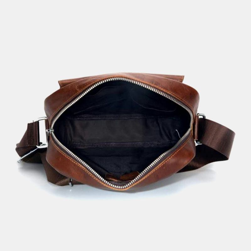 Menn Ekte Skinn Multifunksjon Anti-tyveri Slitasjebestandig Vintage Business Crossbody Veske Skulderveske