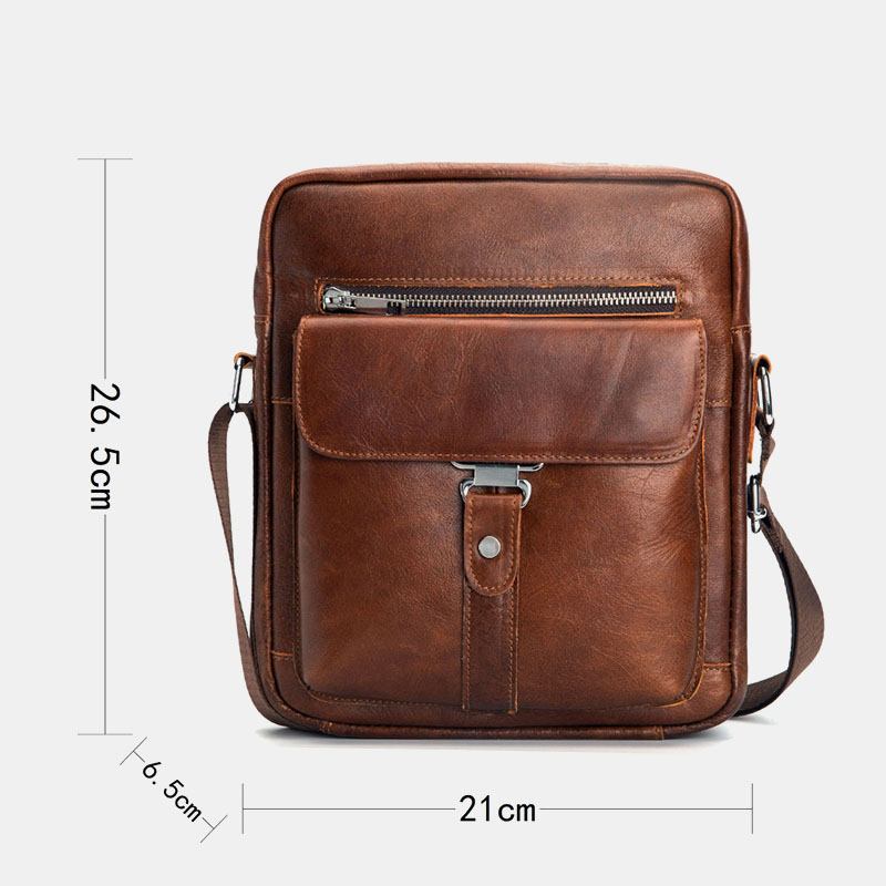 Menn Ekte Skinn Multifunksjon Anti-tyveri Slitasjebestandig Vintage Business Crossbody Veske Skulderveske