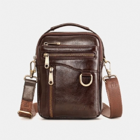 Menn Ekte Skinn Multifunksjon Multi-carry 4 Kortspor Crossbody Veske Midjeveske