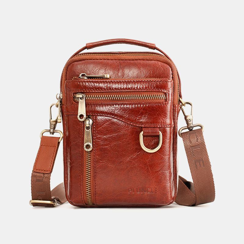 Menn Ekte Skinn Multifunksjon Multi-carry 4 Kortspor Crossbody Veske Midjeveske