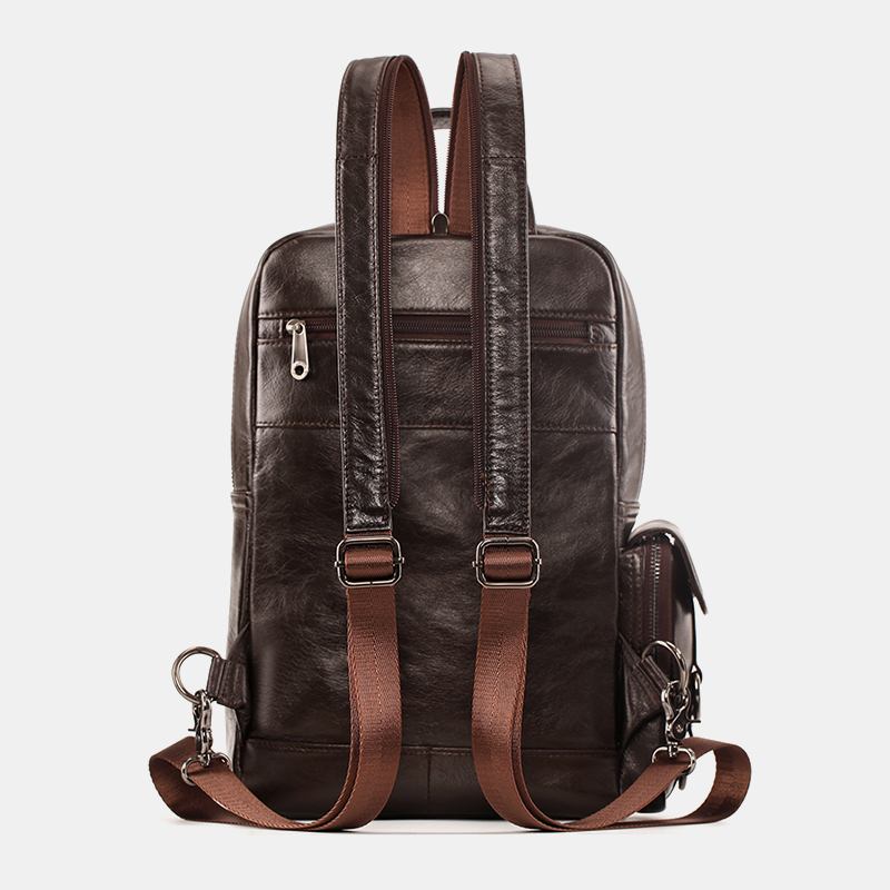 Menn Ekte Skinn Multifunksjon Multi-carry Utendørs Reise Kuskinn Crossbody Veske Ryggsekk