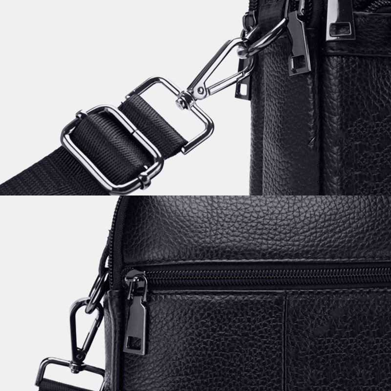 Menn Ekte Skinn Multifunksjon Multi-pocket Anti-theft Crossbody Veske Skulderveske