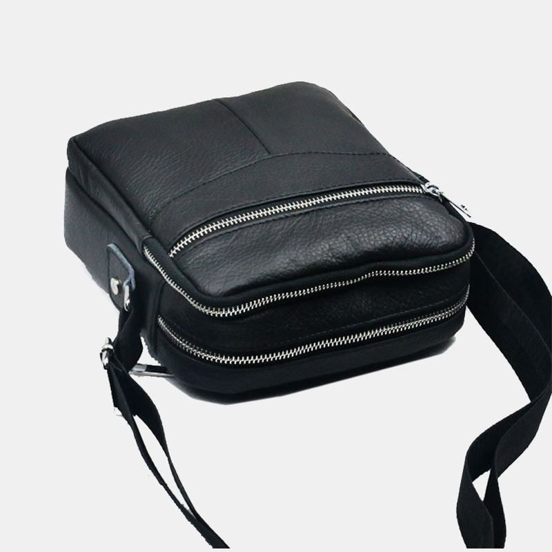 Menn Ekte Skinn Multifunksjon Vanntett Anti-tyveri Telefonveske Crossbody Veske Skulderveske