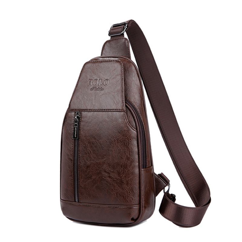 Menn Ekte Skinn Multifunksjonell Brystveske Fritid Outdoor Sports Crossbody Veske Skulderveske