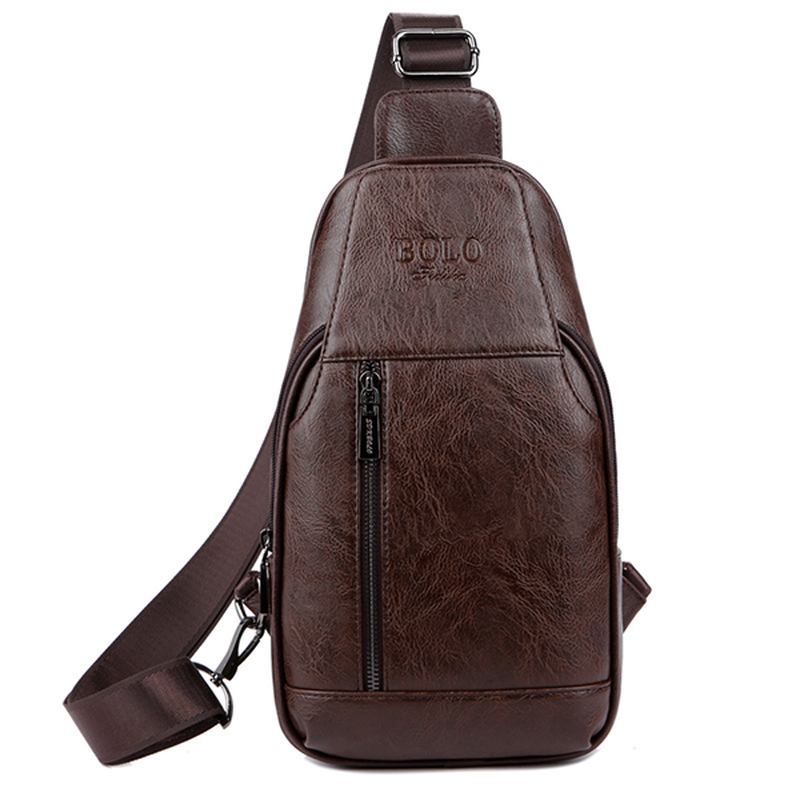 Menn Ekte Skinn Multifunksjonell Brystveske Fritid Outdoor Sports Crossbody Veske Skulderveske