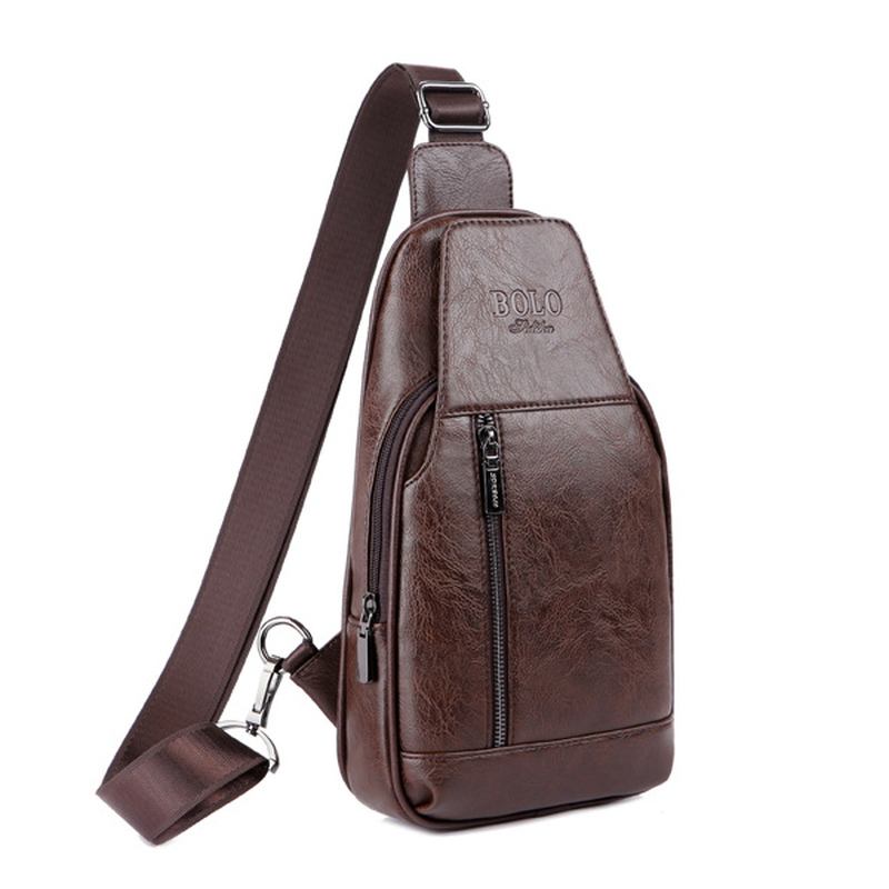 Menn Ekte Skinn Multifunksjonell Brystveske Fritid Outdoor Sports Crossbody Veske Skulderveske