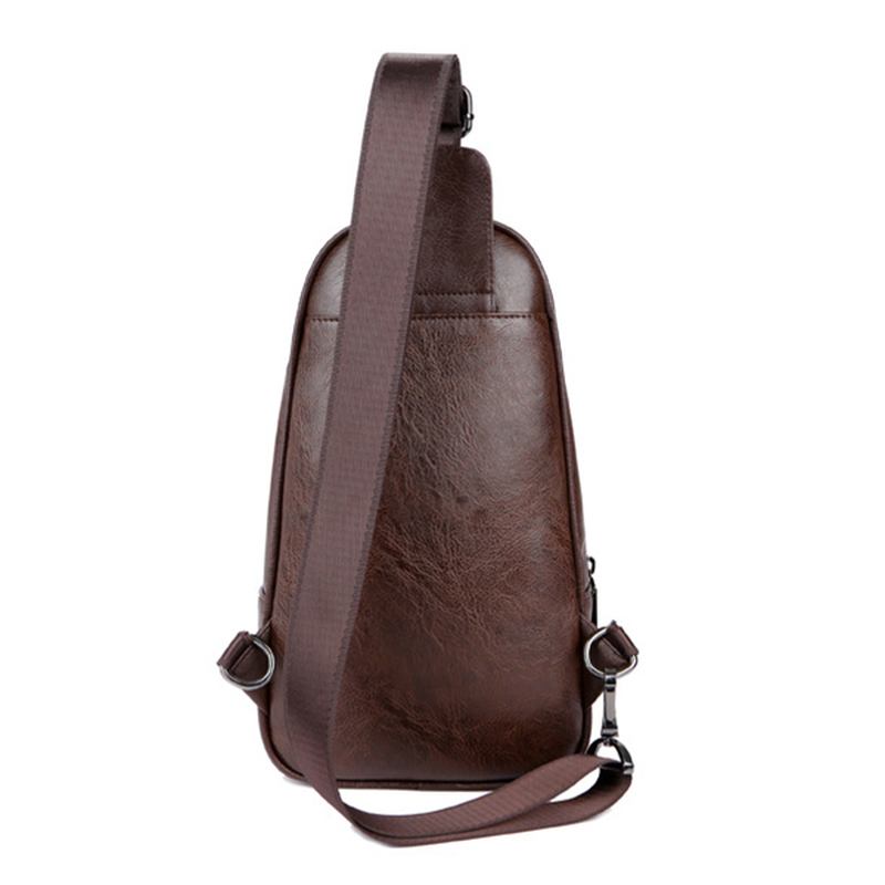 Menn Ekte Skinn Multifunksjonell Brystveske Fritid Outdoor Sports Crossbody Veske Skulderveske