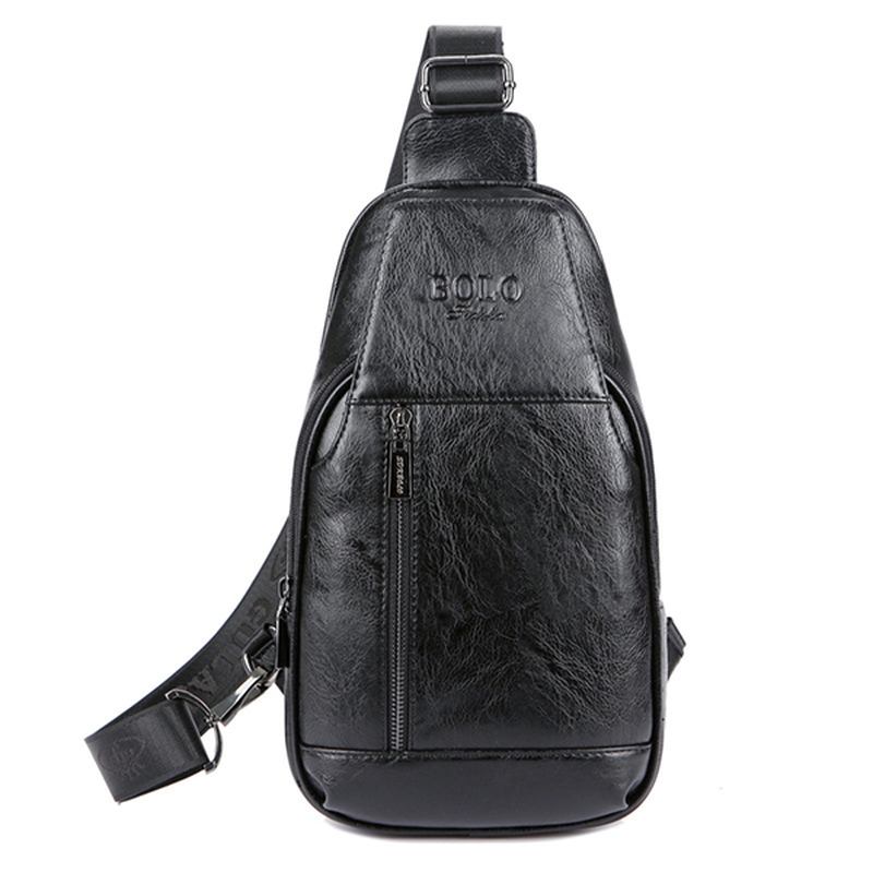 Menn Ekte Skinn Multifunksjonell Brystveske Fritid Outdoor Sports Crossbody Veske Skulderveske