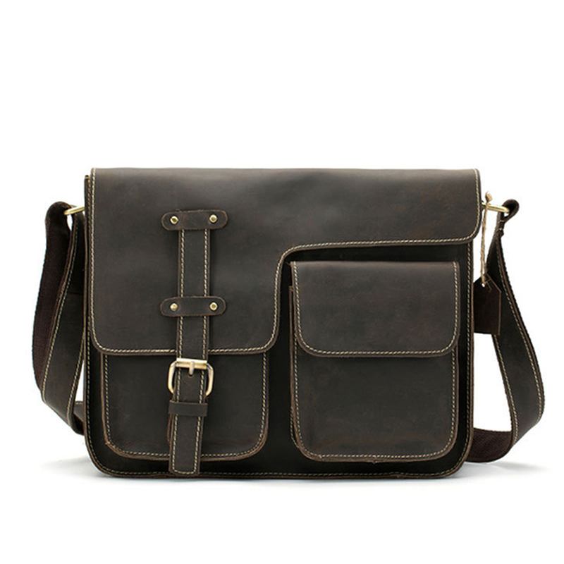 Menn Ekte Skinn Multifunksjonell Minimalistisk Retro Skulder Crossbody Bag