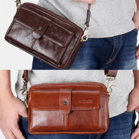 Menn Ekte Skinn Multifunksjons Retro Skulderveske Midjeveske Cross Body Bag