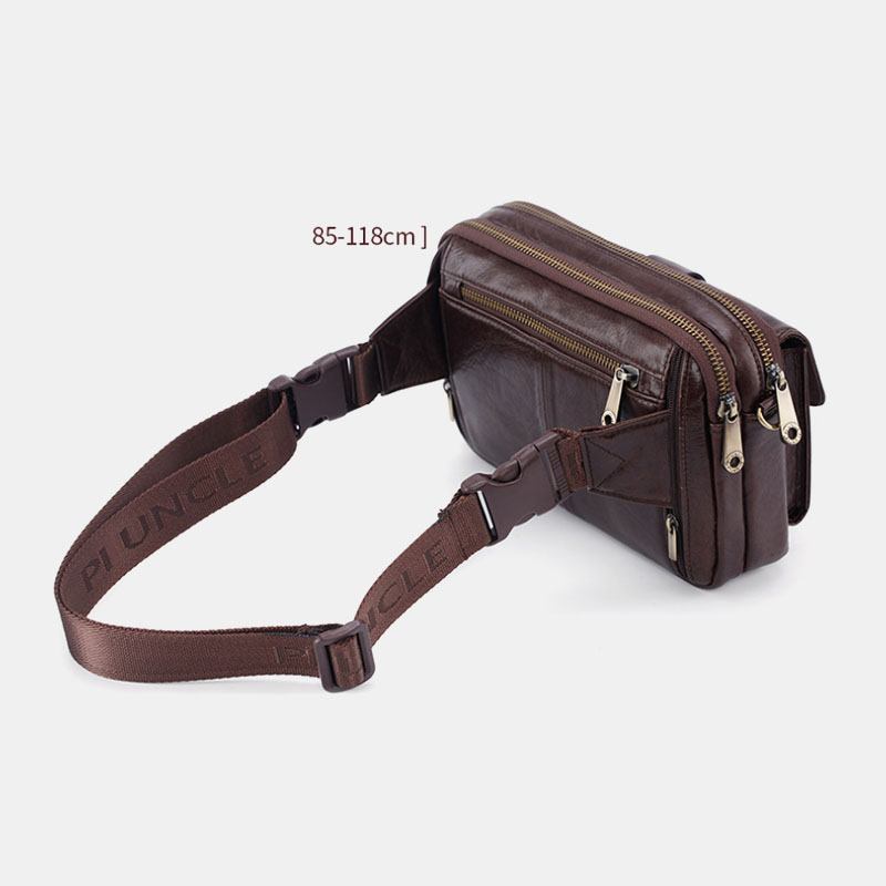 Menn Ekte Skinn Multifunksjons Retro Skulderveske Midjeveske Cross Body Bag