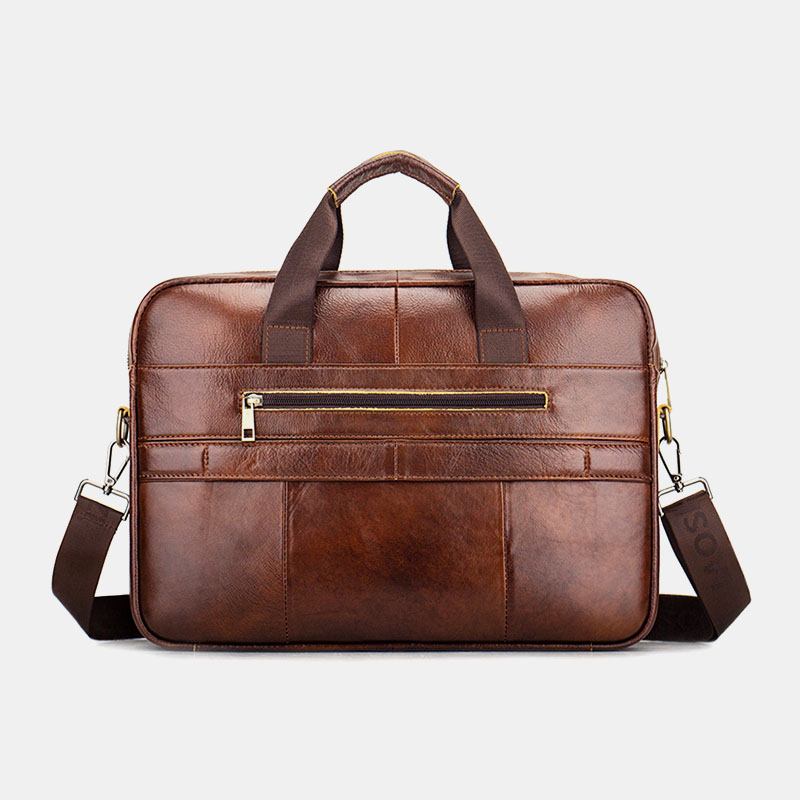 Menn Ekte Skinn Retro Business Multifunksjon 13 Tommers Bærbar Veske Håndveske Koffert Crossbody Veske