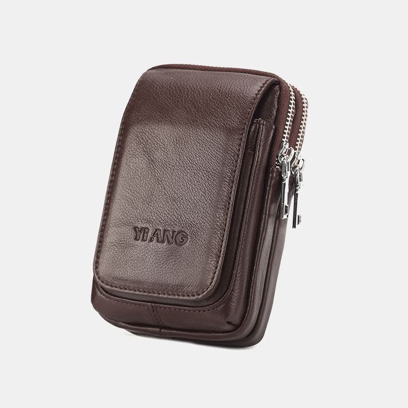 Menn Ekte Skinn Retro Multi-carry Mini Telefonveske Kortholderveske Midjeveske Crossbody-veske