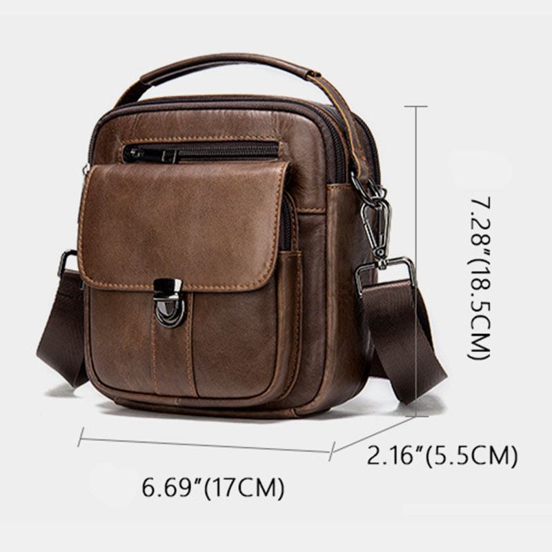 Menn Ekte Skinn Rygg Anti-tyveri Lomme Crossbody Vesker Retro Multi-pocket Slitasjebestandig Messenger Veske Skulderveske