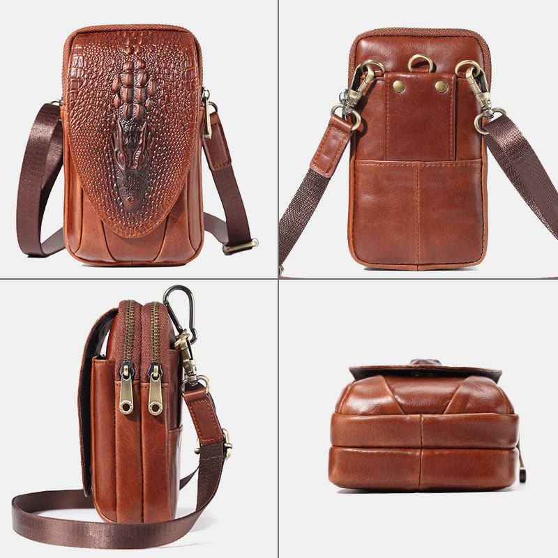 Menn Ekte Skinn Skulderveske Crossbody Veske Midjeveske