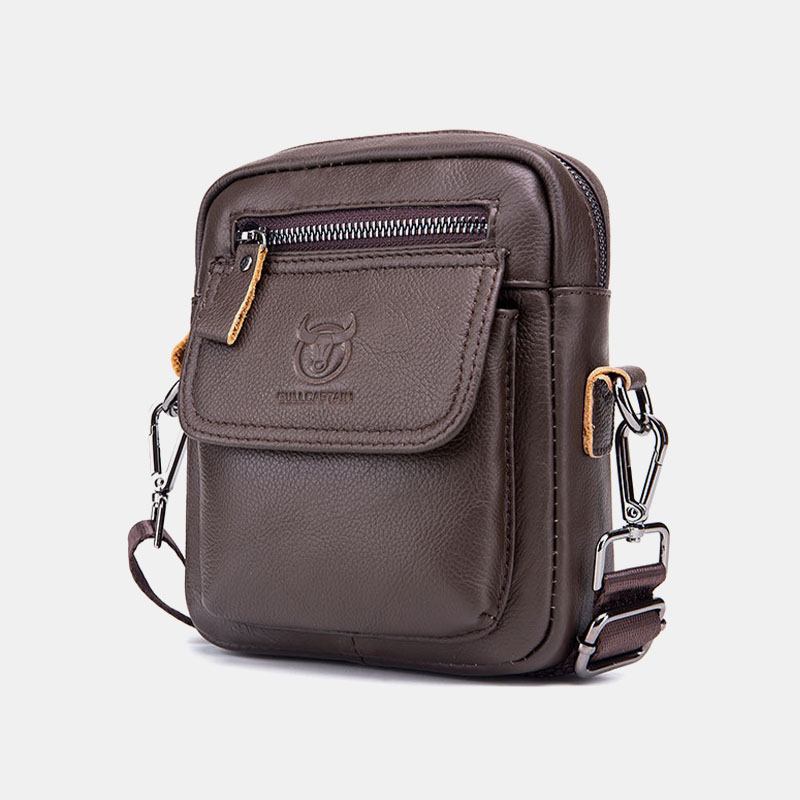 Menn Ekte Skinn Vanntett Multi-layers Crossbody Veske Skulderveske