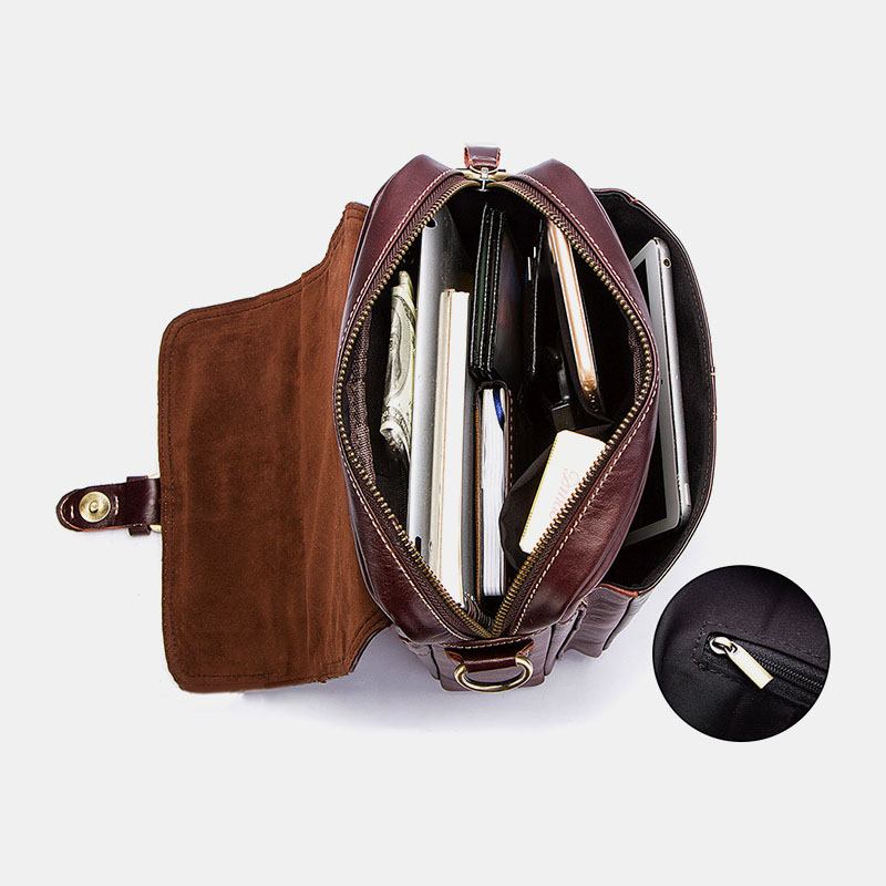 Menn Ekte Skinn Veske Skulderveske Crossbody Veske Business Bag