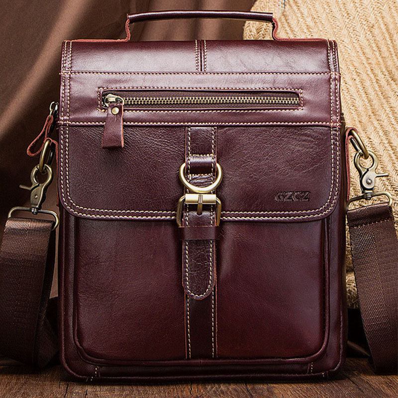 Menn Ekte Skinn Veske Skulderveske Crossbody Veske Business Bag