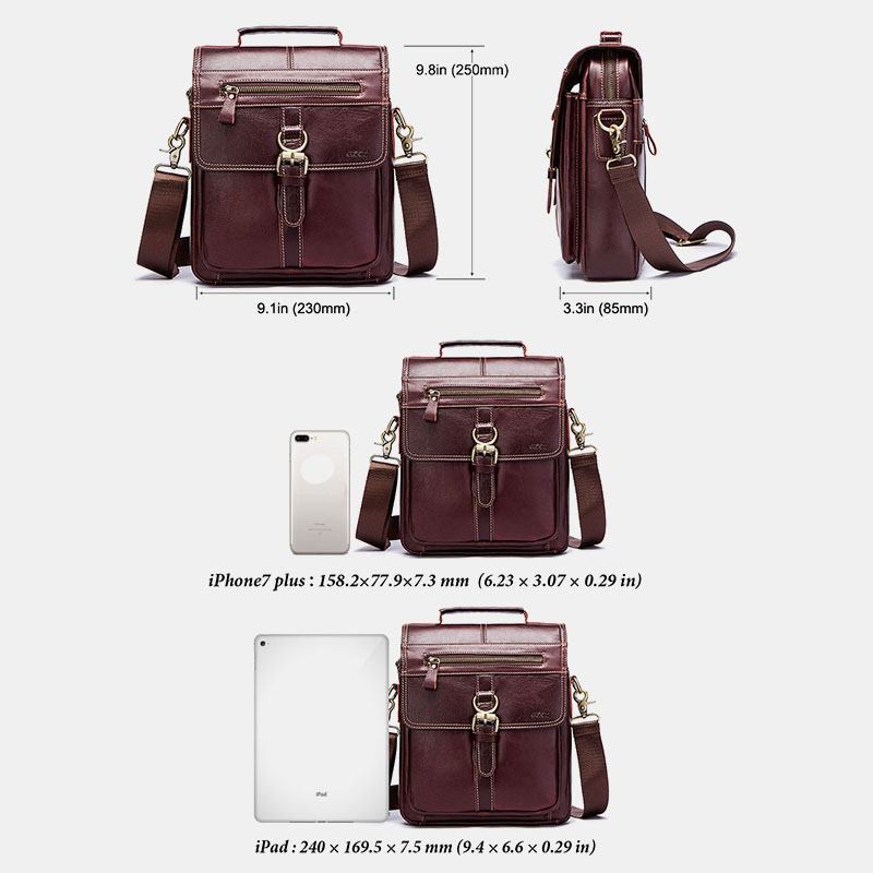 Menn Ekte Skinn Veske Skulderveske Crossbody Veske Business Bag