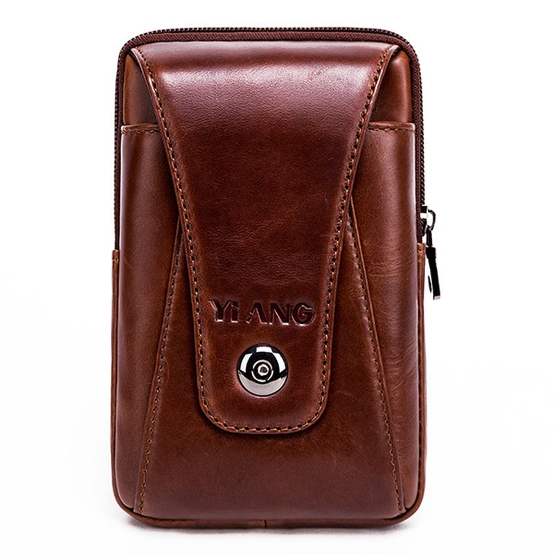 Menn Ekte Skinn Vintage Midjeveske Business Crossbody Veske Mobiltelefonveske For 6 Tommers Telefoner