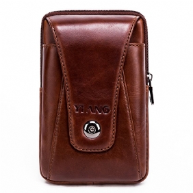 Menn Ekte Skinn Vintage Midjeveske Business Crossbody Veske Mobiltelefonveske For 6 Tommers Telefoner