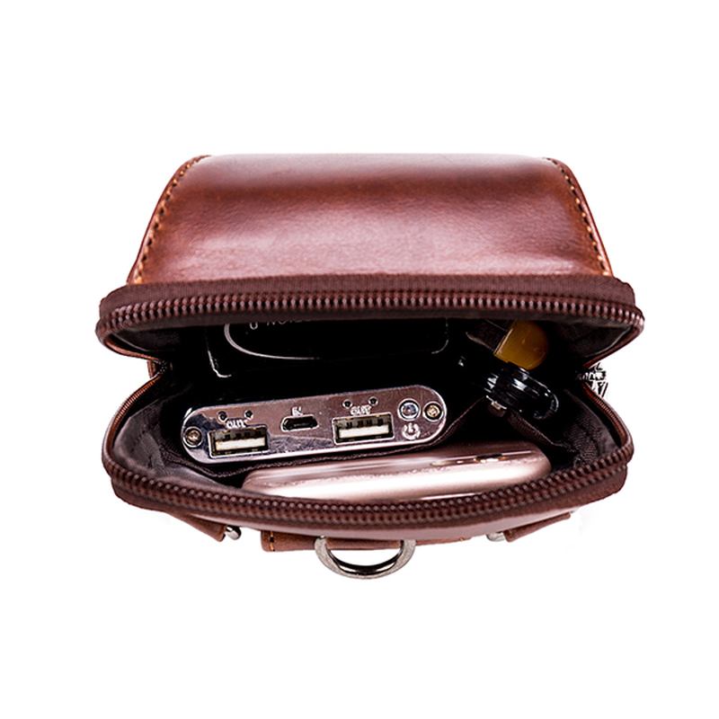 Menn Ekte Skinn Vintage Midjeveske Business Crossbody Veske Mobiltelefonveske For 6 Tommers Telefoner