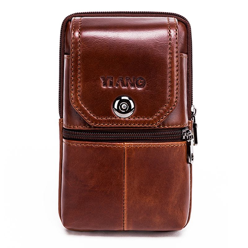 Menn Ekte Skinn Vintage Midjeveske Business Crossbody Veske Mobiltelefonveske For 6 Tommers Telefoner