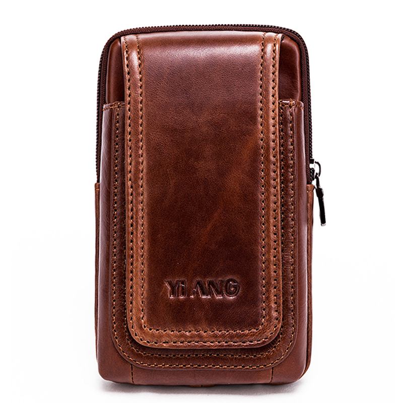 Menn Ekte Skinn Vintage Midjeveske Business Crossbody Veske Mobiltelefonveske For 6 Tommers Telefoner