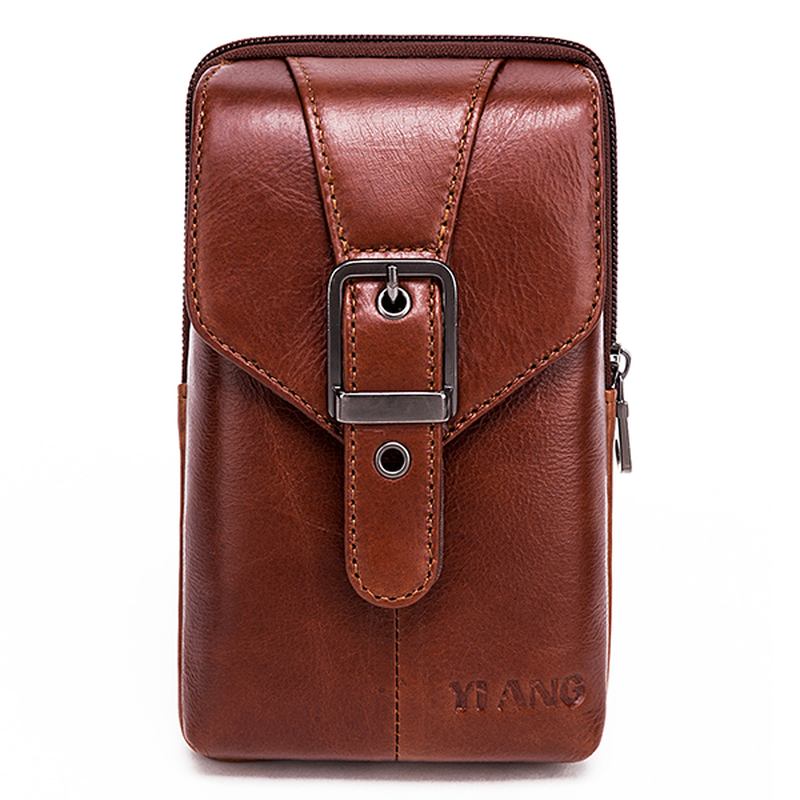 Menn Ekte Skinn Vintage Midjeveske Business Crossbody Veske Mobiltelefonveske For 6 Tommers Telefoner