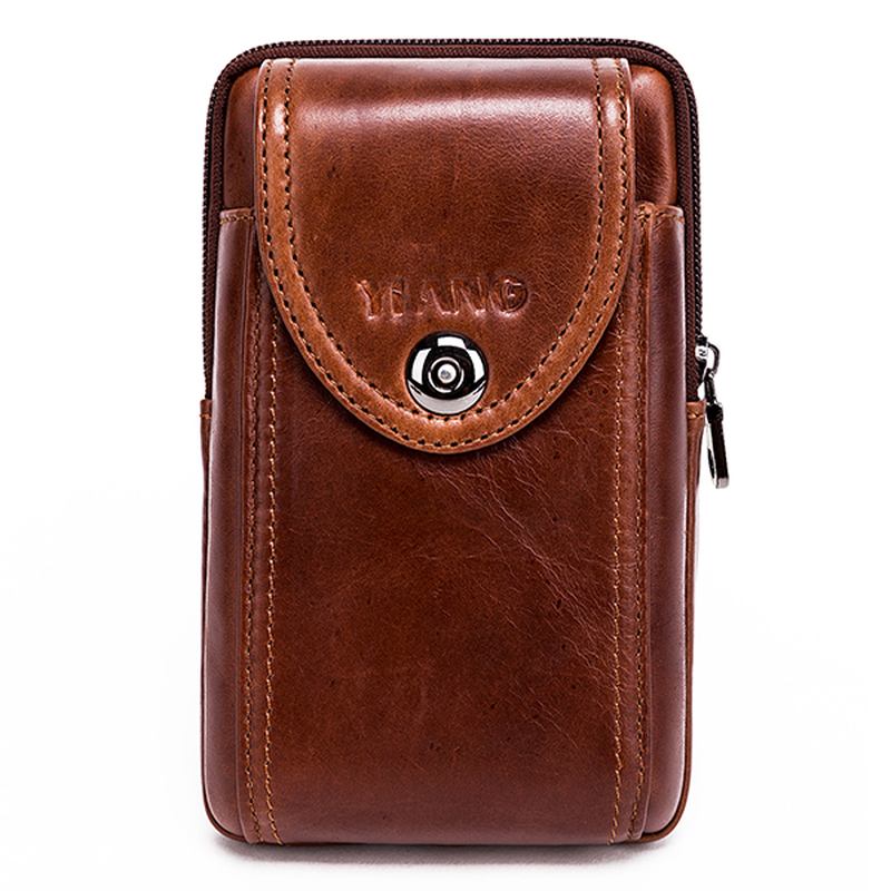 Menn Ekte Skinn Vintage Midjeveske Business Crossbody Veske Mobiltelefonveske For 6 Tommers Telefoner