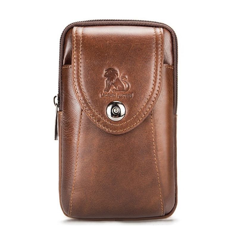 Menn Ekte Skinn Vintage Minimalistisk Mote 6 Tommers Telefonveske Midjeveske Crossbody-veske