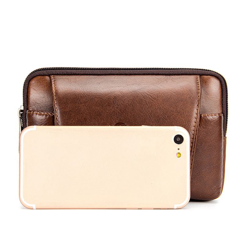 Menn Ekte Skinn Vintage Minimalistisk Mote 6 Tommers Telefonveske Midjeveske Crossbody-veske