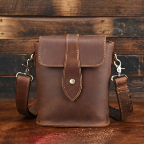 Menn Ekte Skinn Vintage Skulderveske Crossbody Bag