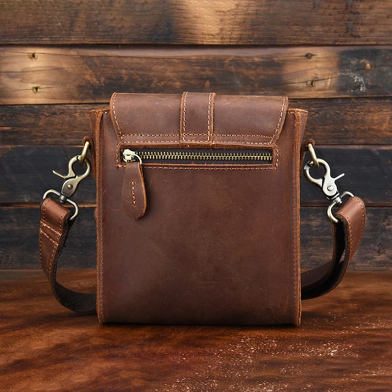 Menn Ekte Skinn Vintage Skulderveske Crossbody Bag